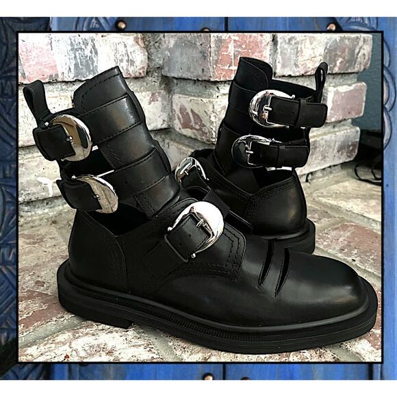 Free People Black Leather Hardware Elea Hybrid Boots Size 8 new - Picture 4 of 8